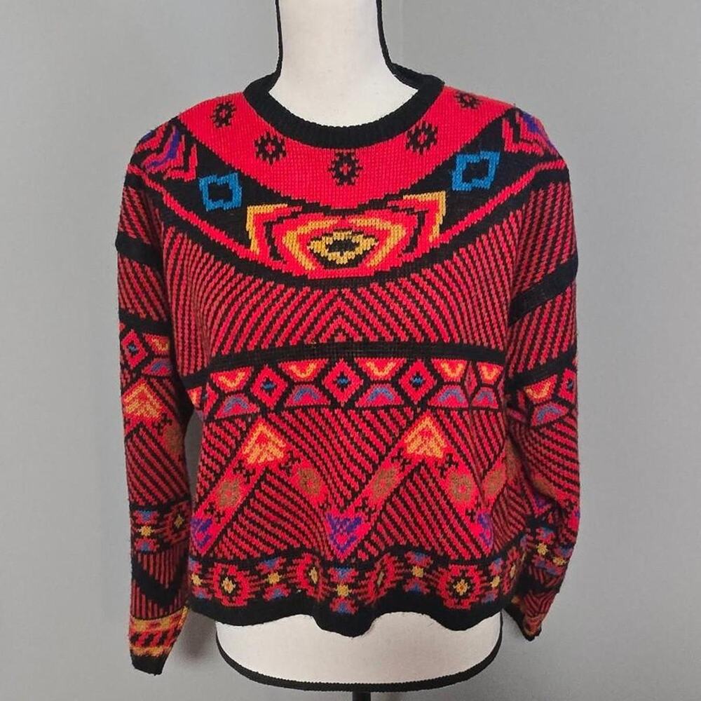 kitty hawk 90s vintage y2k crop womens multicolor sweater medium